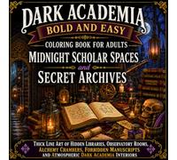 Dark Academia Bold and Easy Coloring Book for Adults Volume 3 - Midnight Scholar Spaces and Secret Archives: Thick Line Art of Hidden Libraries, ... Manuscripts, and Atmospheric Gothic Interiors