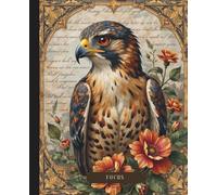 Dark Academia Composition Notebook: Falcon Illustration | College Ruled Aesthetic Journal for Students | Botanical Style Cover 7.5 x 9.25 in, 110 Pages