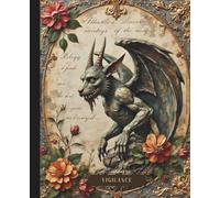 Dark Academia Composition Notebook: Gothic Gargoyle Illustration | College ruled for Students | Botanical Style Cover 7.5 x 9.25 in, 110 Pages