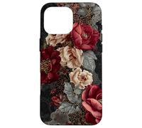 Dark Academia Gothic Burgundy Rose Floral Aesthetic Custodia per iPhone 16 Pro Max