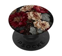 Dark Academia Gothic Burgundy Rose Floral Aesthetic PopSockets PopGrip Adesivo