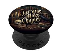 Dark Academia Just One More Chapter Gothic Skull Raven Book PopSockets PopGrip Adesivo