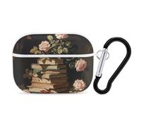 Dark Academy Custodia per AirPod Pro, cover rigida antigraffio in policarbonato con portachiavi, accessorio per AirPod Pro 2°/1° custodia per donne e uomini, stile bianco