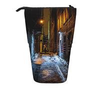 Dark Alley - Astuccio portamatite telescopico con stampa di vicolo scuro, astuccio per matite pop-up per cosmetici, per donne e uomini, Nero , Taglia unica