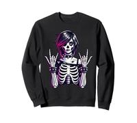 Dark Alt Skeleton Rock Hand Cute Spooky Estetica Felpa