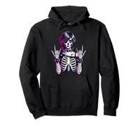 Dark Alt Skeleton Rock Hand Cute Spooky Estetica Felpa con Cappuccio