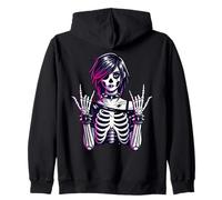 Dark Alt Skeleton Rock Hand Cute Spooky Estetica Felpa con Cappuccio