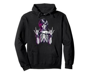 Dark Alt Skeleton Rock Hand Cute Spooky Estetica Felpa con Cappuccio