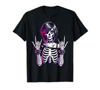 Dark Alt Skeleton Rock Hand Cute Spooky Estetica Maglietta
