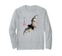 Dark Bat Japanese Ink Wash Traditional Asian Art Maglia a Manica