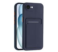 (Dark Blue) For iPhone 16e Case with Card Slot, Matte Anti-Fingerprint Back Cover, Slim Protective Phone Case