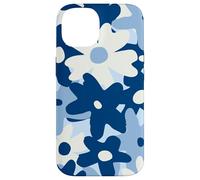Dark Blue Pastel White Flower Retro Modern Boho Bohemian Custodia per iPhone 14