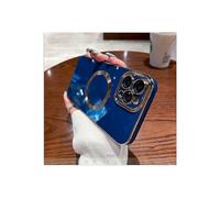 (Dark Blue) Simple Electroplating Phone Case For Iphone 14 Plus, Bare Metal Feel, Anti-slip, Shock-proof, Camera Protection, Anti-scratch, Anti-fall