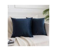 Dark Blue Soft Velvet Throw Pillow Covers 18x18 Inches Set of 2,Decorative Solid Pillow Covers for Sofa Couch Bed