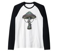 Dark Botanical Mushroom Illustration Maglia con Maniche Raglan