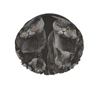 Dark British Shorthair Cats Cuffia Da Doccia Per Donna Con Elastici Cuffia Da Bagno Antiscivolo Cuffie Da Doccias Per Hotel Viaggi Salone