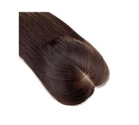 Dark Brown Human Hair Topper Silk Base Top Toupee Breathable Remy Hair Piece with Clips in for Women(14 inch,15x17cm)
