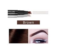 (Dark brown)Microblading Eyebrow Pencil, Eyebrow Pen 4 Tips Liquid Waterproof Eyebrow Pencil with 4 Points for Lasting Natural 3D Eyebrow Makeup