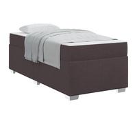 Dark Brown Single Bed Frame with Mattress 90 x 190 cm Fabric Upholstered Platform Bed with Pocket Sprung Mattress for Small Bedroom, Living Room, Guest Room, Durable Engineered Wood, 140 kg Load