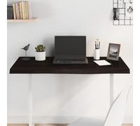 Dark Brown Solid Oak Wood Table Top, 100 x 60 x 2 cm, Treated Natural Edge Wood Desktop, for Dining or Office, Durable & Ready to Use