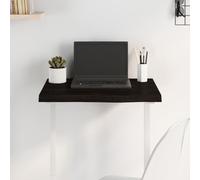 Dark Brown Solid Oak Wood Table Top, 60 x 40 x (2 - 4) cm, Natural Edge, ricambio in legno Desktop for Home Office, Commercial Use