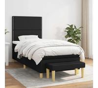 Dark Brown Upholstered Bed Frame 120x190 cm with Pocket Spring Mattress, Modern Fabric Bedstead for Small Double Bedroom Furniture Set, Breathable Engineered Wood Base, Easy Assembly, 280 kg Capacity