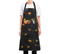 Dark Cats Glowing Eyes Grembiule Cucina Regolabile Grembiuli Cucina Multiuso Grembiule per Cucinare Donna Pulire 70X84cm
