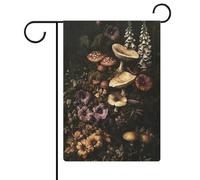 Dark Cottagecore - Bandiera da giardino con funghi selvatici, bandiera per esterni e vacanze stagionali, in iuta, su entrambi i lati, 30,5 x 45,7 cm