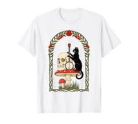 Dark Cottagecore Black Cat Fungo Banjo Foresta Fantasy Maglietta