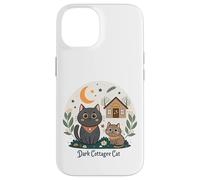 Dark Cottagecore Cats con cabina e luna crescente Custodia per iPhone 14