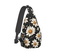 Dark Daisy Garden Print Sling Bag per uomo e donna, borsa a tracolla borsa da petto zaino per viaggi escursionismo