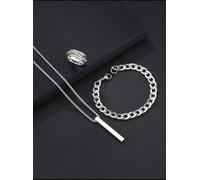 Dark Dynamics - Collezione di gioielli in tre pezzi con fibbia magnetica anti goccia e rivetti intagliati CNC per look a strati (argento tre)