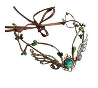 Dark Elf Fairy Crown - Copricapo gotico da strega per rinascimento e Halloween, colore: marrone/verde