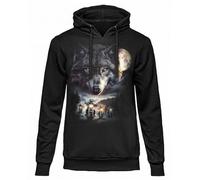 DARK EMBER - Felpa con Cappuccio Biker's Wolf, Felpa Unisex in Cotone, vestibilità Regular per Adulto e Ragazzo L