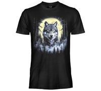 DARK EMBER - Maglia Lupo della Foresta Maniche Corte in Cotone, T Shirt Uomo Nera, Maglietta Lupo Unisex Adulto Ragazzo. L