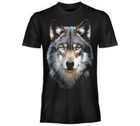 DARK EMBER - Maglia Spirit Wolf, Maniche Corte in Cotone, T Shirt Uomo Morbida e Traspirante, Maglietta Nera Lupo, Originale Stampa Resistente in Stile Fantasy, Unisex Adulto Ragazzo L