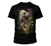 DARK EMBER - T Shirt Bambino e Ragazzo - T-Rex Roar. Maglia in Cotone. Maglietta vestibilità Regular 7/8 Anni