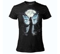 DARK EMBER - T Shirt Donna Starlight Wings. Maglia a Maniche Corte in Cotone. vestibilità Regular Fit M