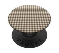 Dark Espresso Gingham Brown Aesthetic Pattern Checkered PopSockets PopGrip Adesivo