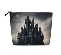 Dark Fairy Tale Castle02 - Beauty case da donna, in finto lino, grande capacità, perfetta per i viaggi e l'uso quotidiano, Nero , Taglia unica