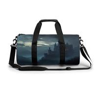Dark Fantasy Antico Castello cupo Montagna Viaggio Palestra Borsa per Donne Uomini Cilindrico Duffle Bag Sport Allenamento Borsa con Tracolla