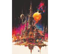Dark fantasy art glittering castle blank lined notebook
