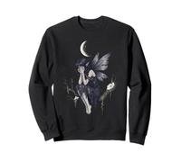 Dark Fantasy Fairy Under a Cracked Moon Felpa