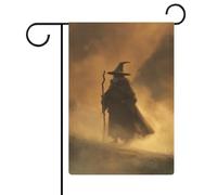 Dark Fantasy Old Witch in The Fog Bandiera da giardino stagionale Vacanze Stagionali iuta Doppio Lato Casa Yard Bandiere Esterni 30,5 x 45,7 cm