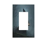 Dark Fantasy Witch Holding Lantern Woods Light Switch Wall Plate Faceplate Cover Single Rocker 1 Gang Decorator Outlet Presa Coperture per Home Kitchen Room Bagno Decor