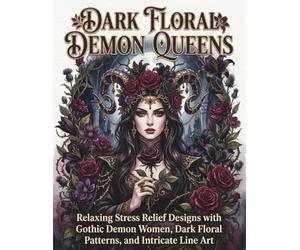 Dark Floral Demon Queens: Relaxing Stress Relief Designs with Gothic Demon Women, Dark Floral Patterns, and Intricate Line Art