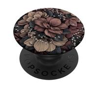 Dark Floral Pattern Moody Romantic Flowers Vintage Aesthetic PopSockets PopGrip Adesivo