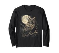 Dark Forest Owl Full Moon Wildlife abbigliamento Maglia a Manica