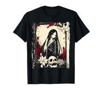 Dark Geisha Anime Gothic Girl Skull Horror Aesthetic Art Maglietta