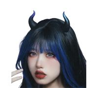 Dark Gothic Devil Corns Fantasma Tornante Clip per capelli Teschio Farfalla Bat Ear Costume Halloween Cartoon Accessori per capelli (blu mucca Devil Horns)